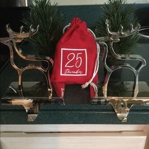 Silver Reindeer Stocking Holders (2)